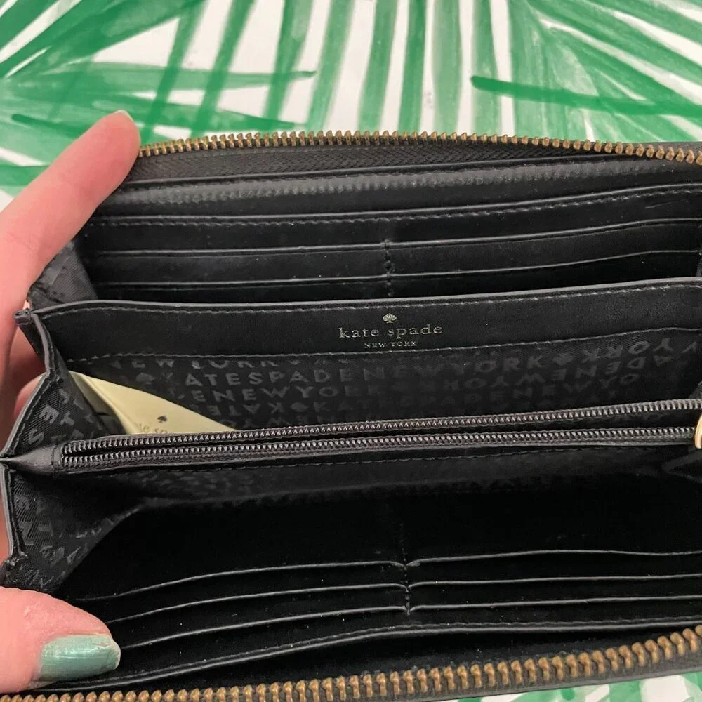 Kate Spade New York Bixby Place Neda Black Patent Leather Zip Around Wallet